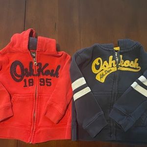 Lot of 2 Oshkosh B’Gosh Zip Up Hoodies 2T